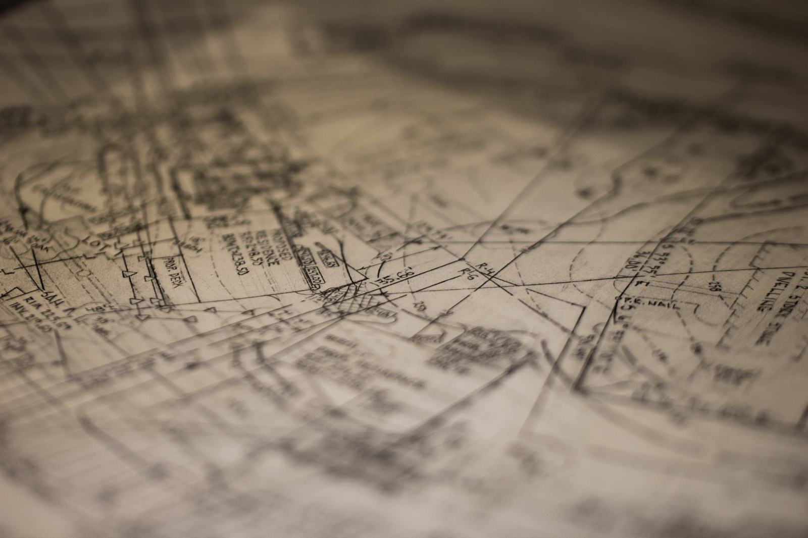 Close-up of hand-drawn plans