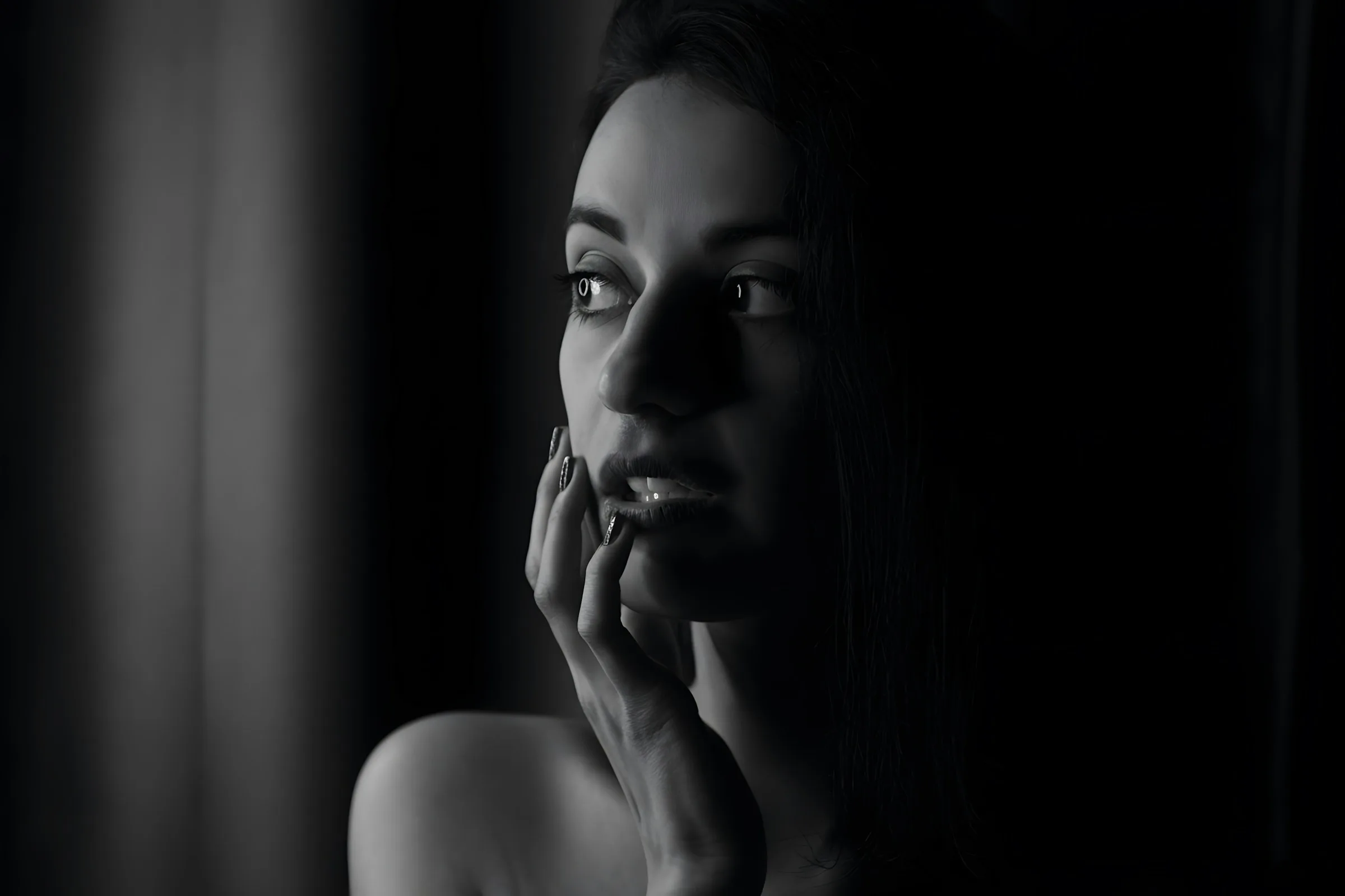 Portrait of a woman with softly glowing skin