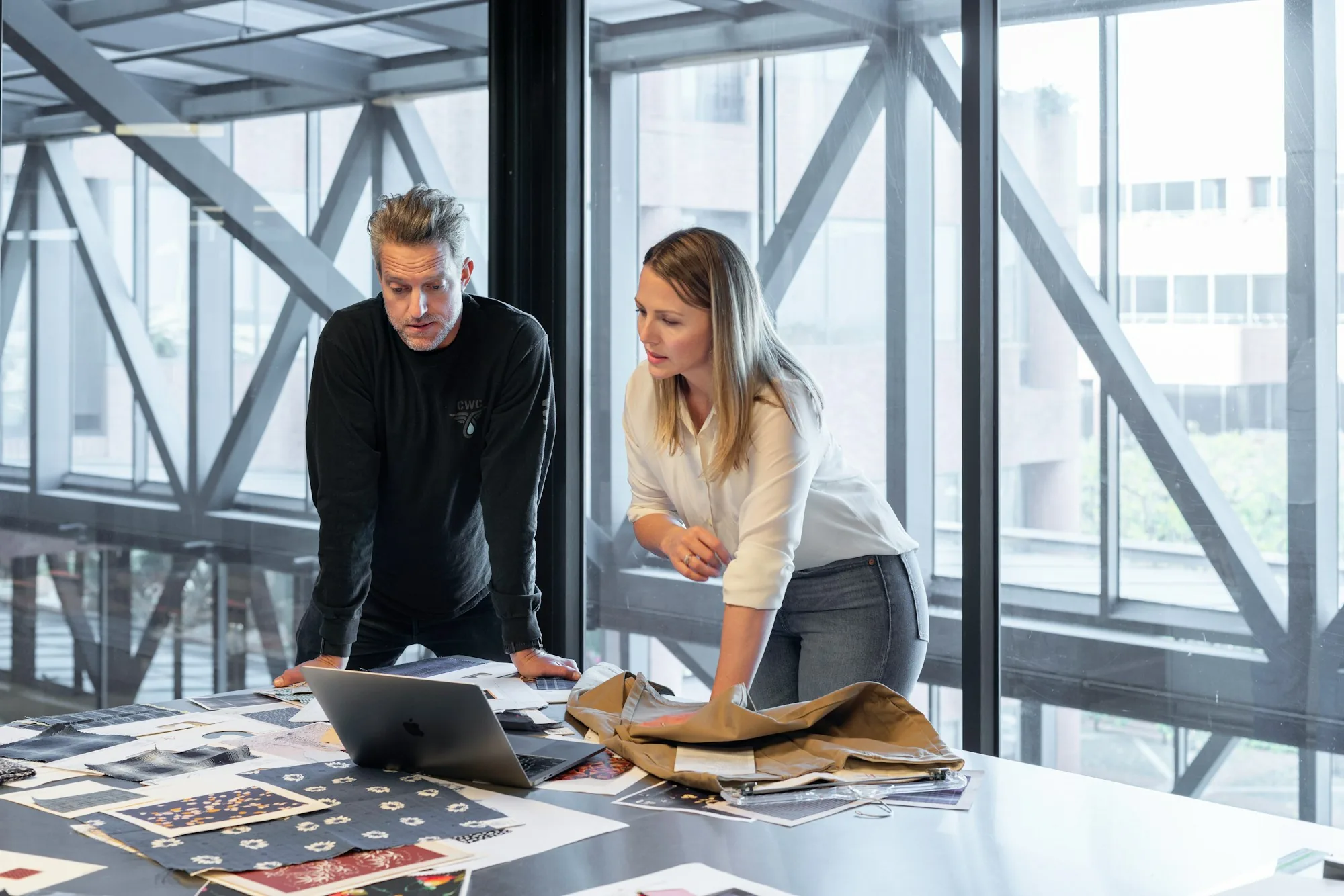 Two business people in discussion