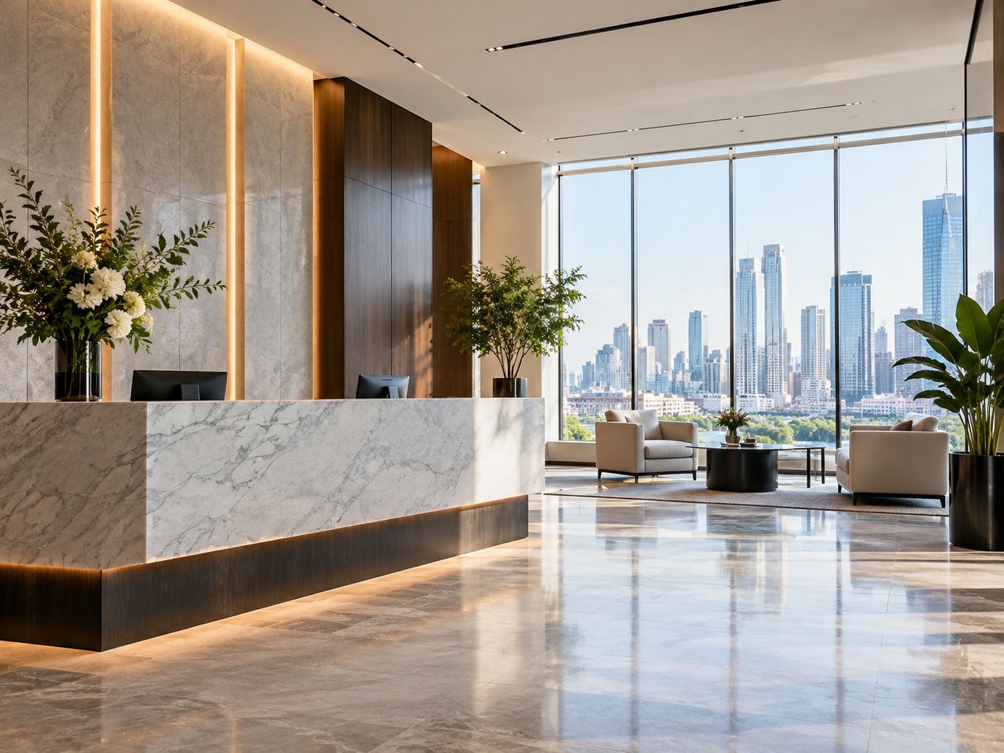 Reception and lounge of the Arshan London office