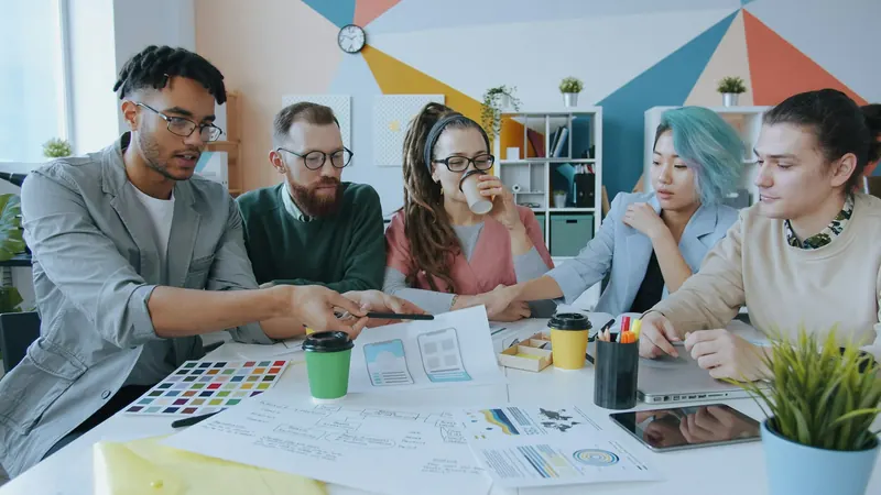 Team brainstorming in the studio