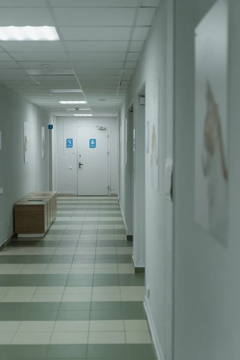 Quiet hospital hallway