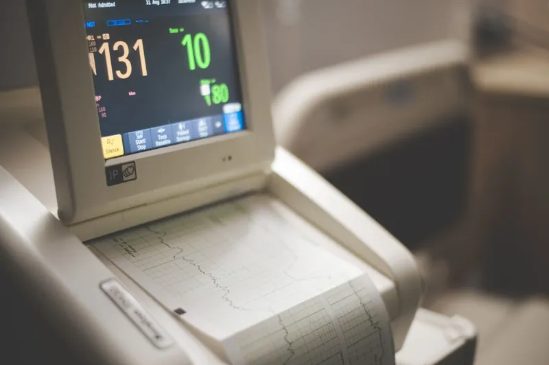 Patient monitor showing vital signs