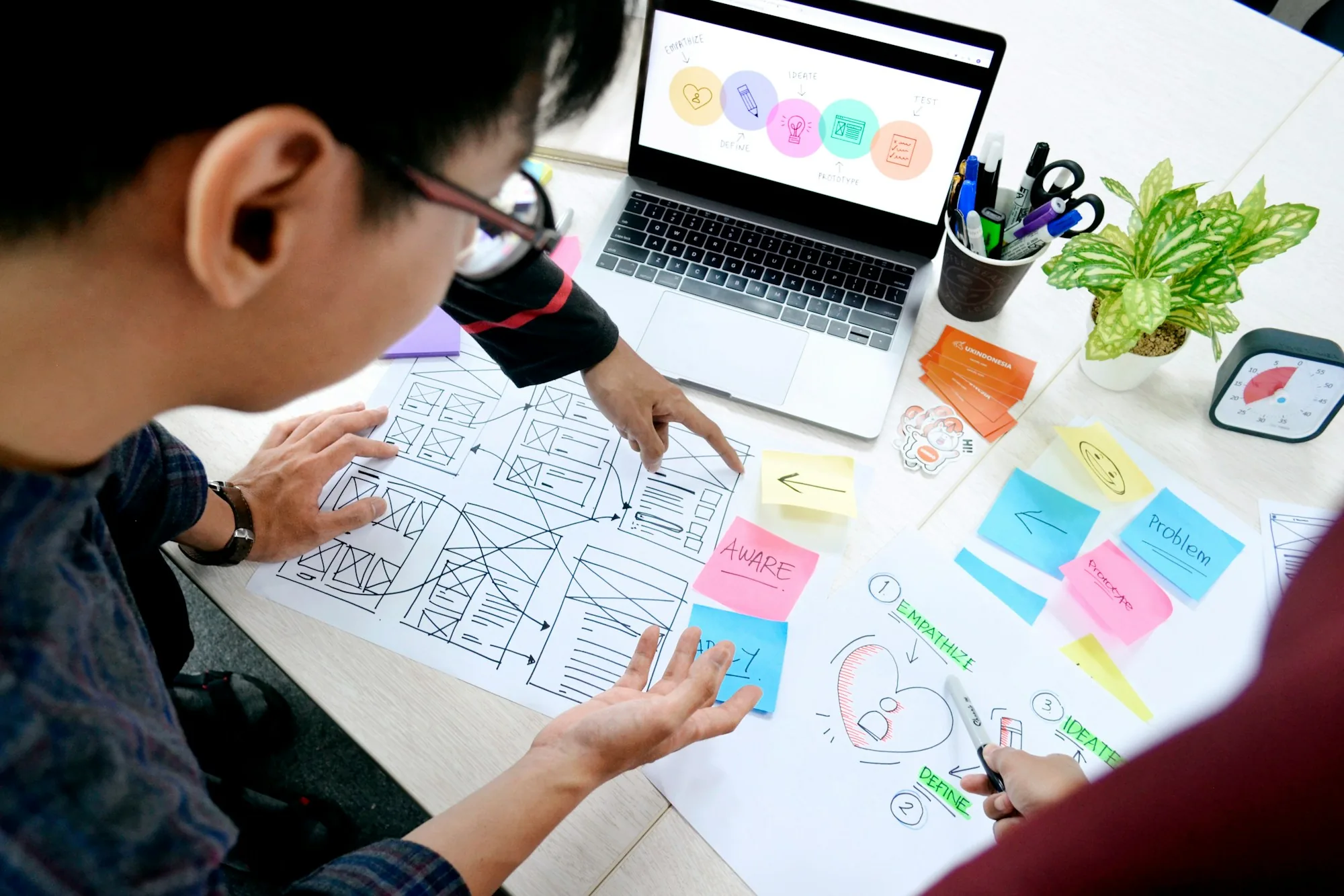 Designer sketching a wireframe