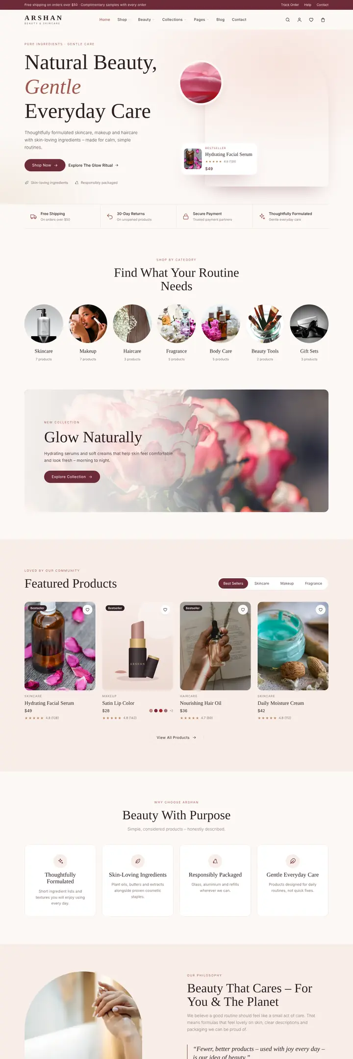 Beauty & Skincare demo home page preview