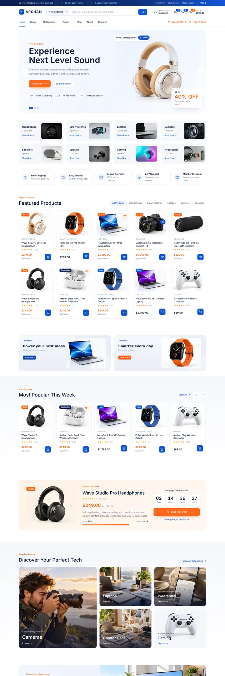 Electronics Store demo home page preview