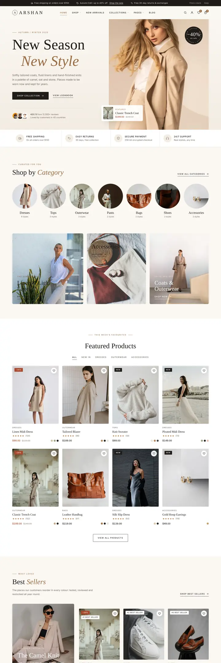 Fashion Store demo home page preview