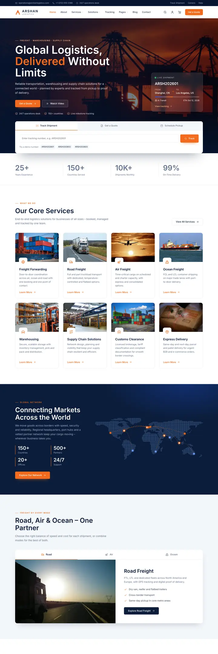 Logistics demo home page preview