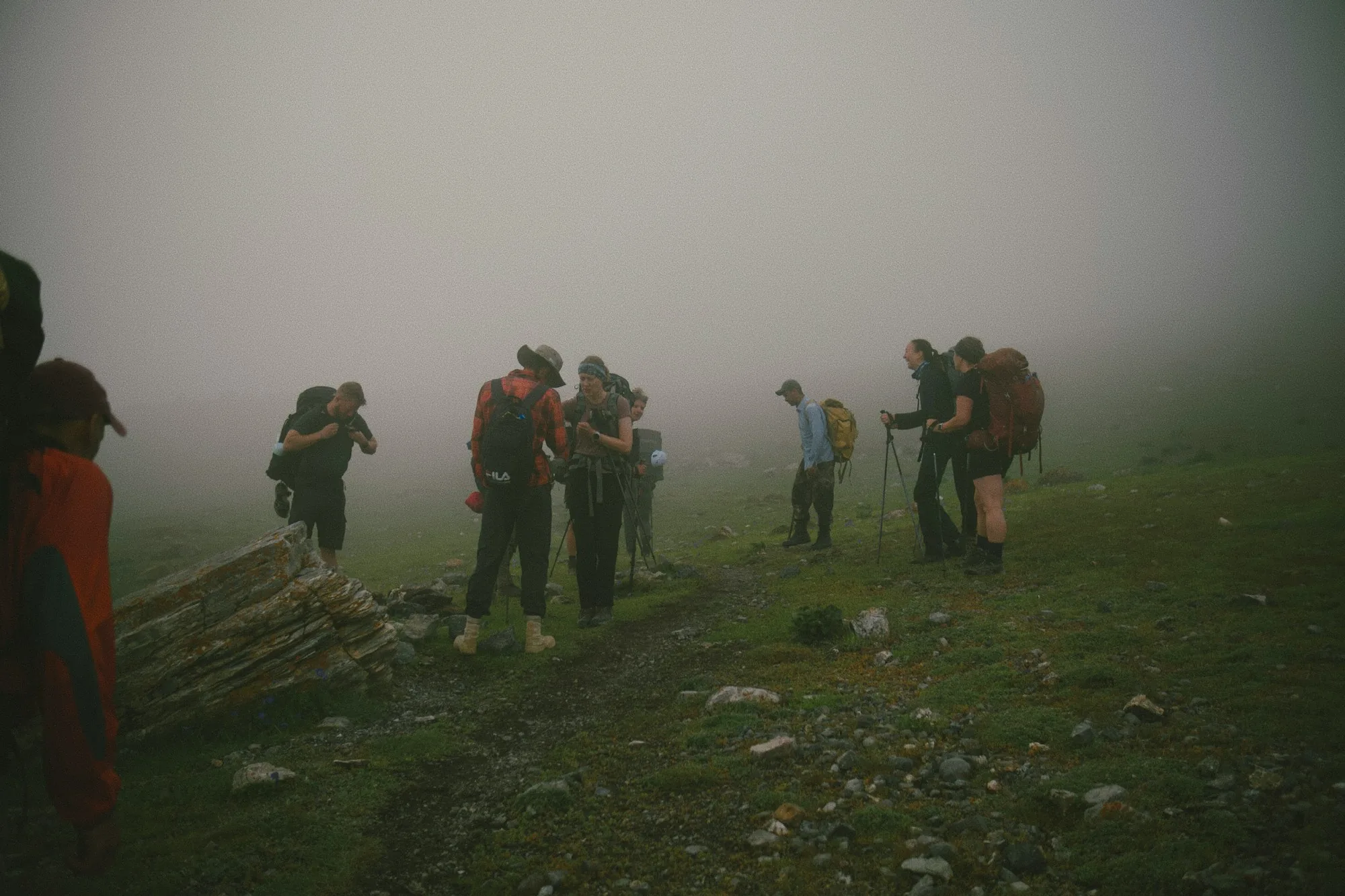 Hikers walking in the mountains